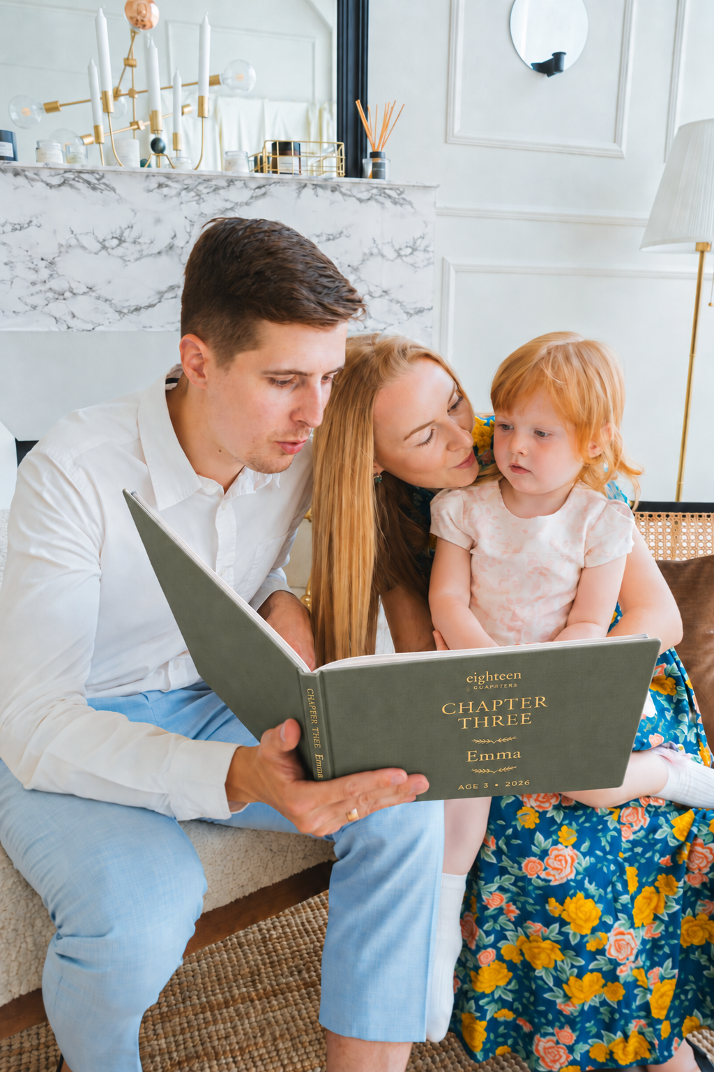 Soft Sage personalized book, Emma · Chapter 3; digitally edited stock-photo mockup