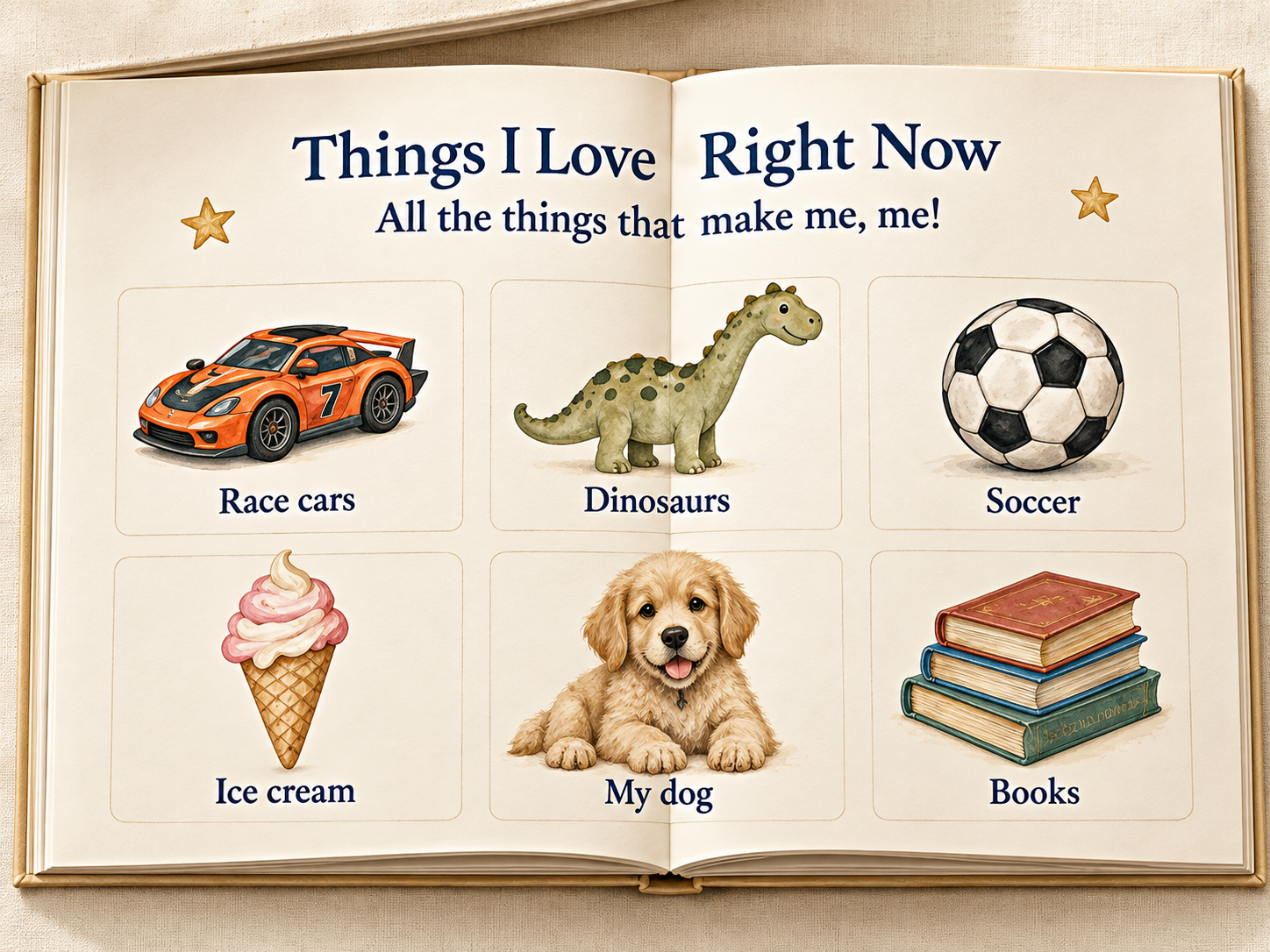 Things I Love Right Now sample spread from Little Chapters