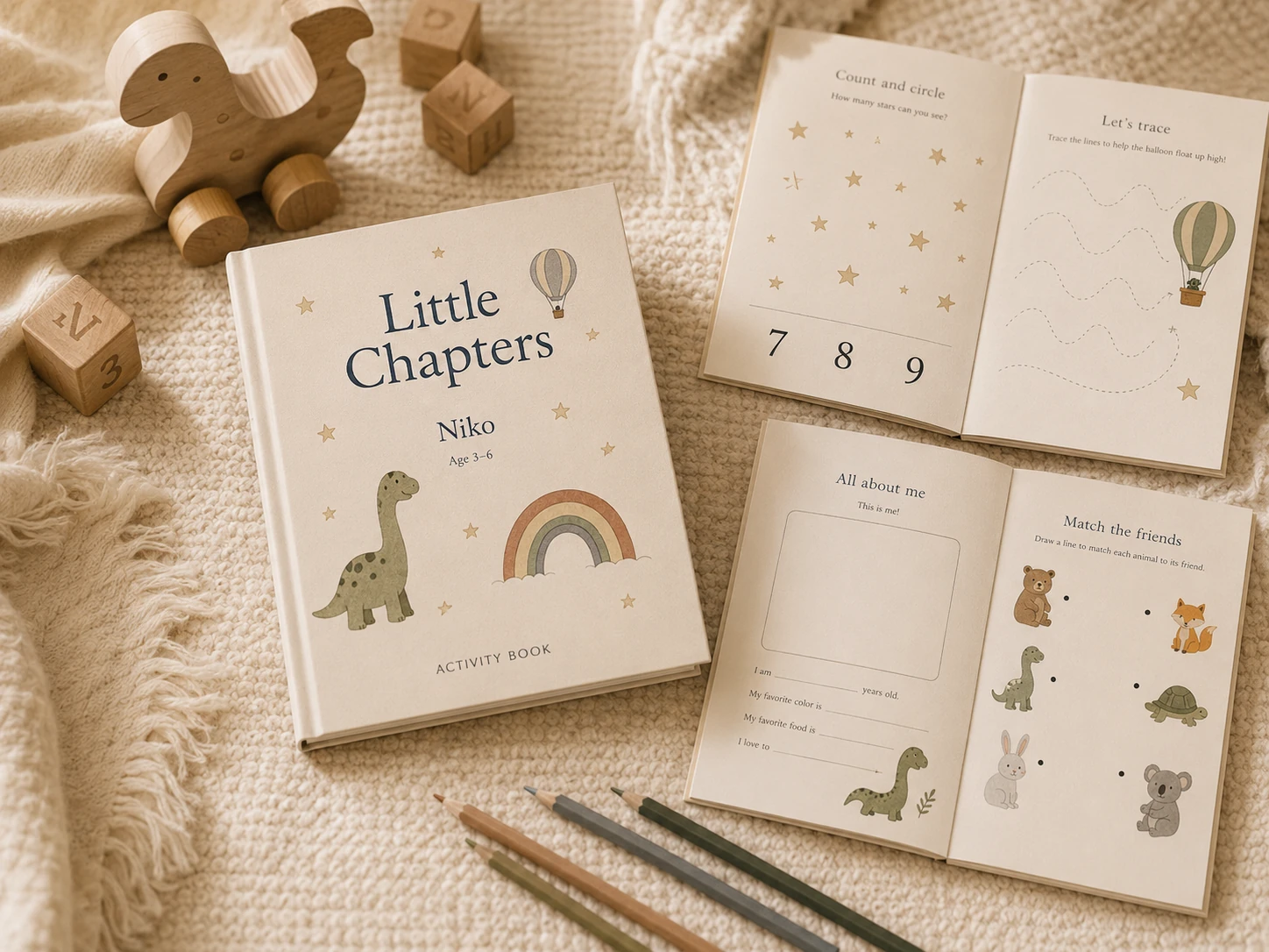 Little Chapters personalized activity book with sample pages